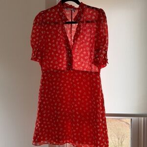 Zara Vibrant Red Floral Mini Dress